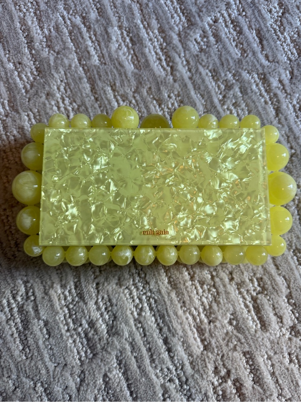 Cult Gaia Eos Yellow Beaded Acrylic Clutch - Picture 2 of 8